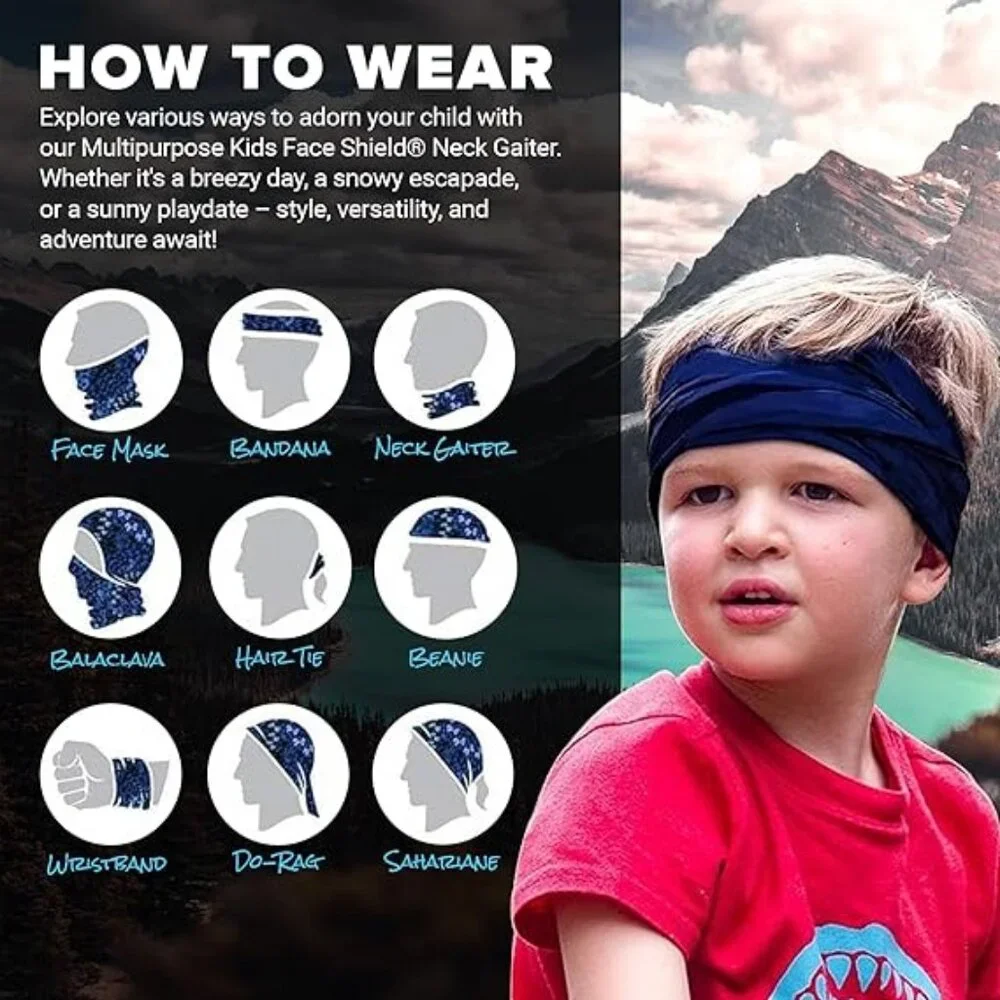 SA Company Kids Multi Use Face Shields Neck Gaiters UPF 30+ Panda